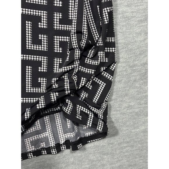 Peek-A-Boom Womens 3X Tunic‎ Short Sleeve Black Geometric Pattern Stretch Fabric - Picture 6 of 7